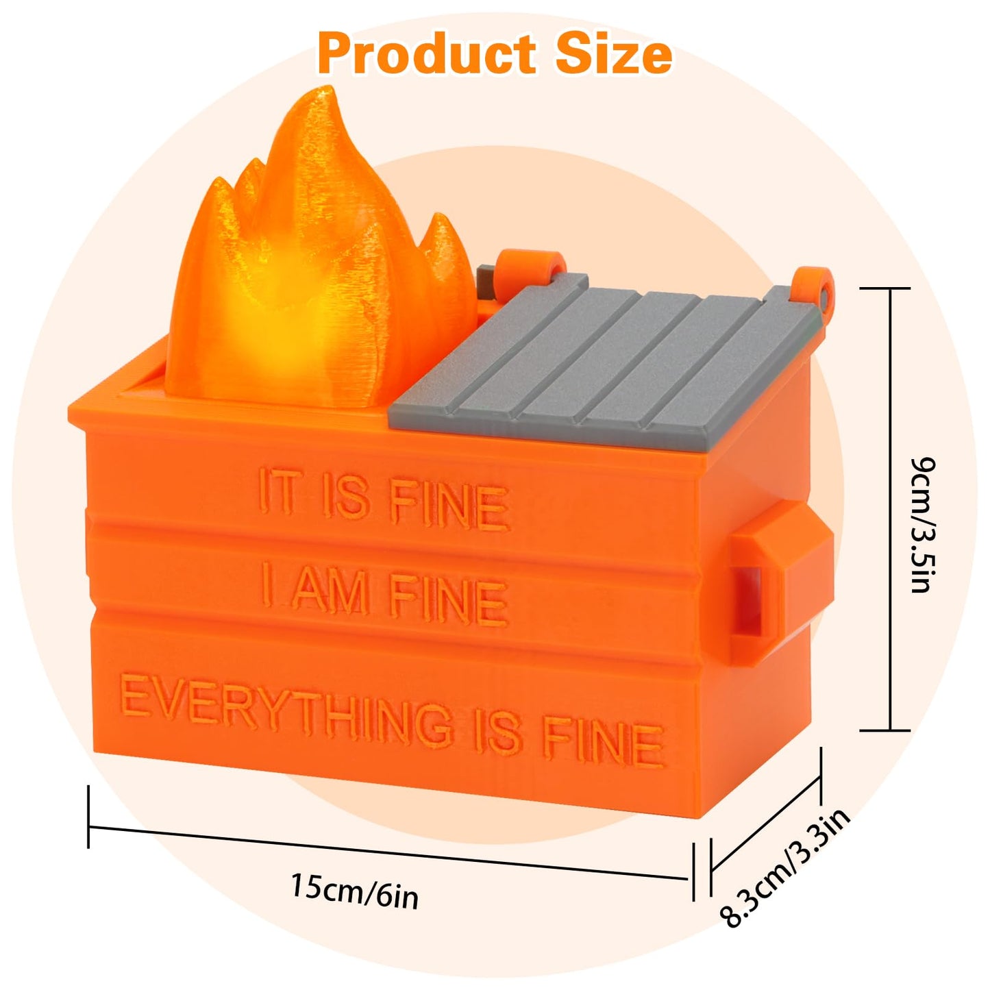 Dalycro Dumpster Fire Pencil Holder Fun Desk Accessories with Removable Flame Light Touch Dimming Mode & USB Charging Port Perfect Pen Holder for Desk, Funny Gift for Coworkers
