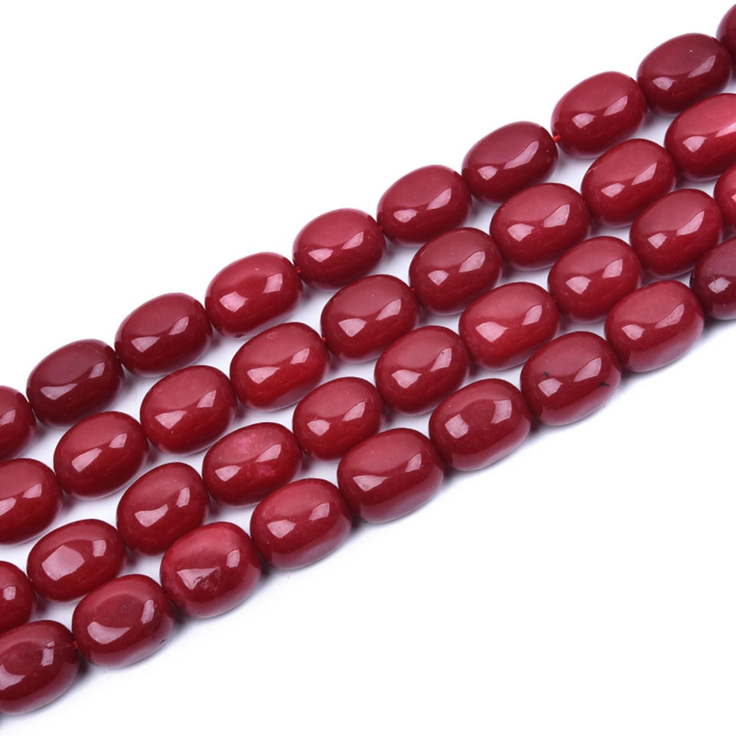 HAAMIIQII 10-16mm Red Jade Freeform Stone Spacer Beads, Loose Gemstone Beads for Jewelry Making, DIY Bracelet, Necklace, Healing Crystal 15 Inch (25pcs)