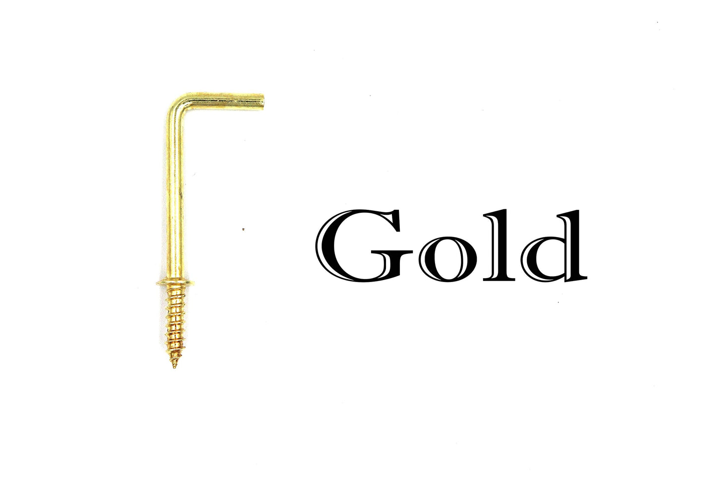 FGen 100pcs L Type Photo Frame - Copper Plated Right Angle Hooks, Fixed Cup Hooks - 2.16 inch (Gold)