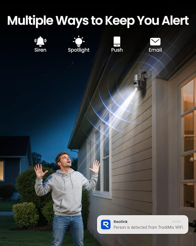 REOLINK 4K Wired WiFi Outdoor Camera, 8MP Dual Lens Security Camera, 360 PTZ Camera Auto Tracking, 2.4/5GHz Wi-Fi Smart Person/Vehicle Detection, 6X Hybrid Zoom, Color Night Vision, TrackMix WiFi