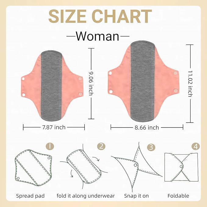 WEEOATAR Reusable Menstrual Pads,Graphene Incontinence Pads,Panty Liners Period Pads,Light Incontinence Pads,Washable Sanitary Pads,Pack of 3 with 1 Cloth Mini Wet Bag (Yellow,Pink&Green,M)