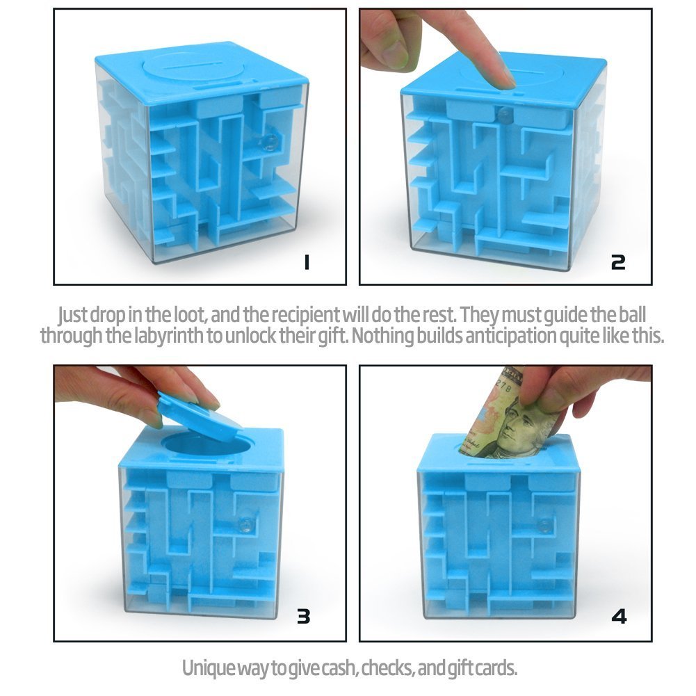 4-Pack Trekbest Money Maze Puzzle Boxes - Fun and Educational Brain Teasers for Kids and Adults for Holidays, Birthdays