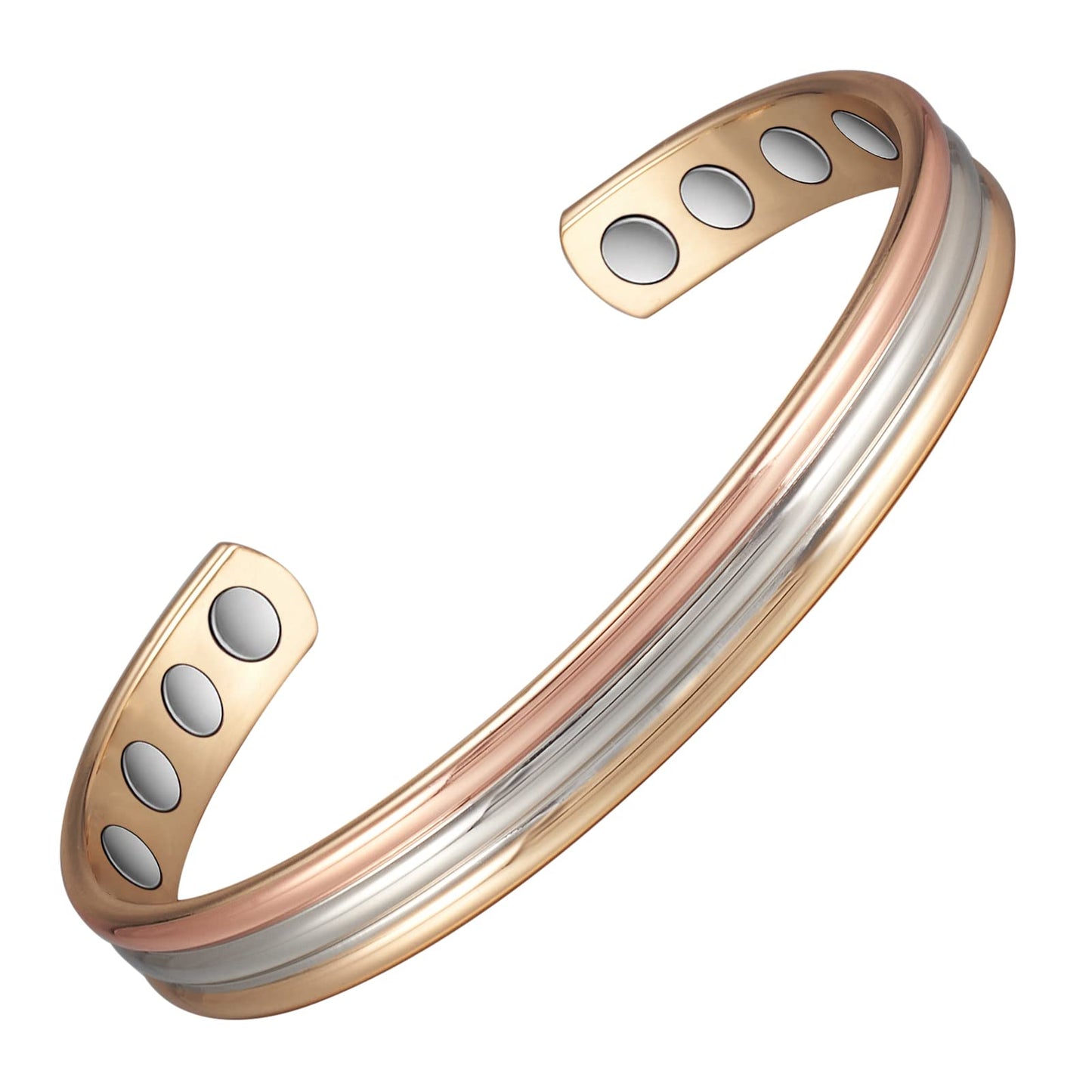 EnerMagiX Copper Bracelets for Women, 99% Pure Copper Tricolour Gold Adjustable Bracelet, Copper Jewelry (0945SRG)