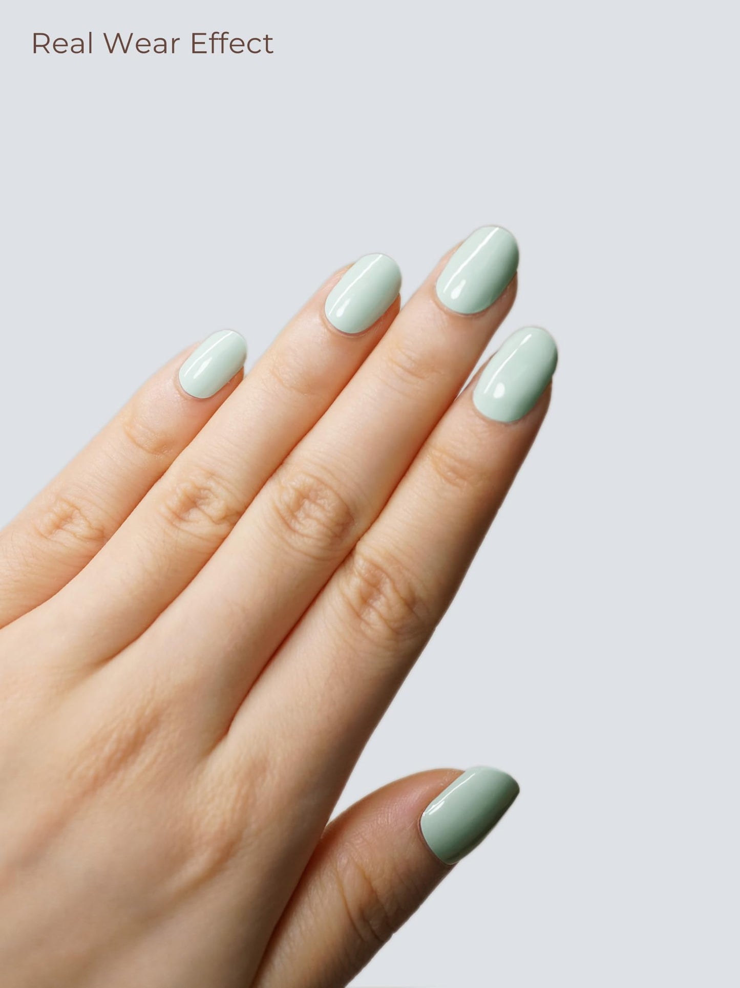 Beaolata Real Gel Nail Strips (No UV Light Needed) - 44Pcs Salon Quality Nail Stickers - Long Lasting Polish Wraps for Women, Easy Apply & Remove (Sage Mist Green)
