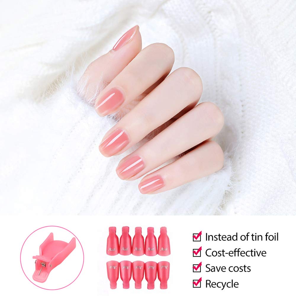 IRCHLYN Nail Polish Remover Clips, 100 Pcs Acrylic Nail Clips Caps for Remover Cleaner Tool (10 Colors)