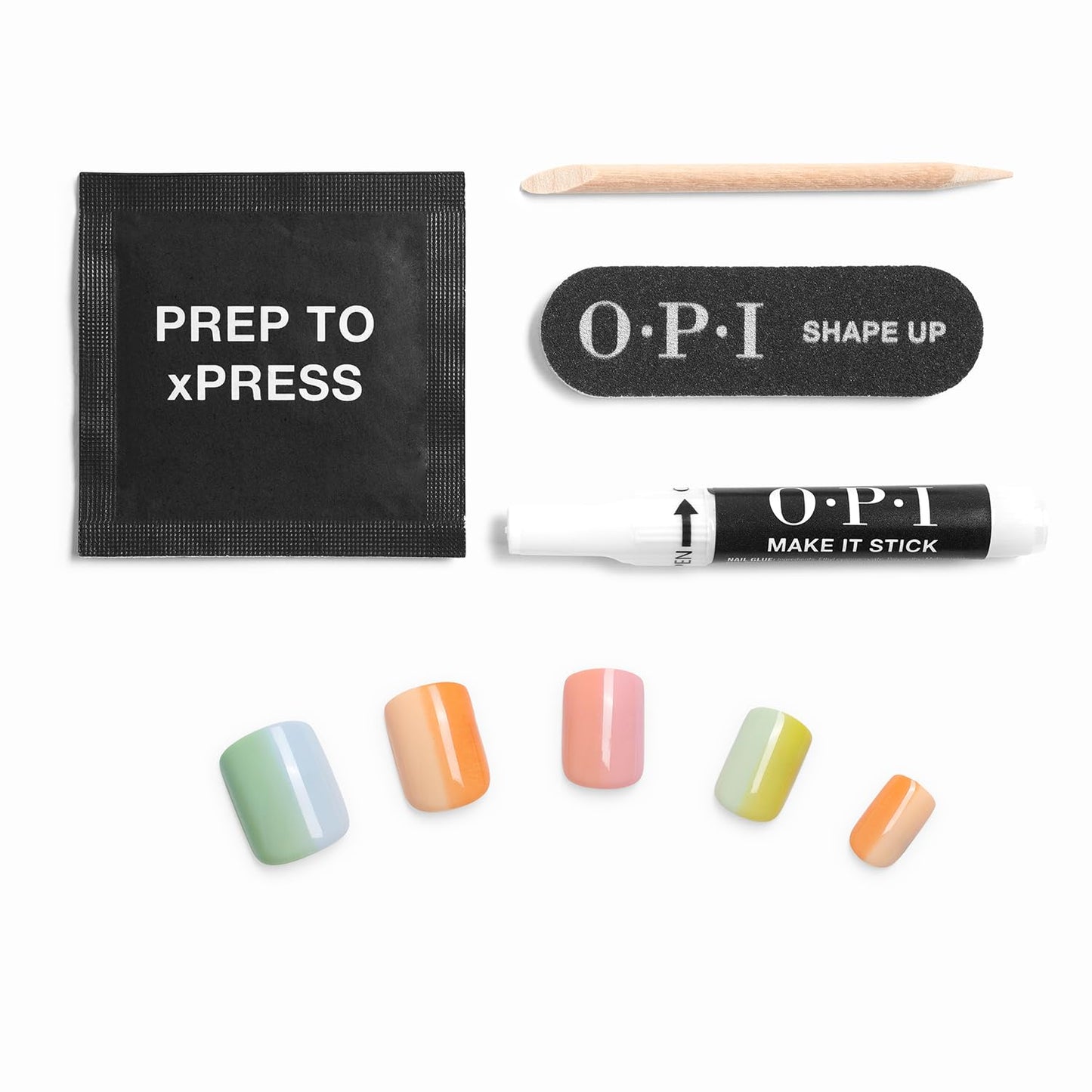 OPI On Point Hue-cid Dreams | Short Squoval Pastel Rainbow Nail Art Press On Nails | 30 Count with Nail Glue | Long Lasting, Reusable, Non-damaging
