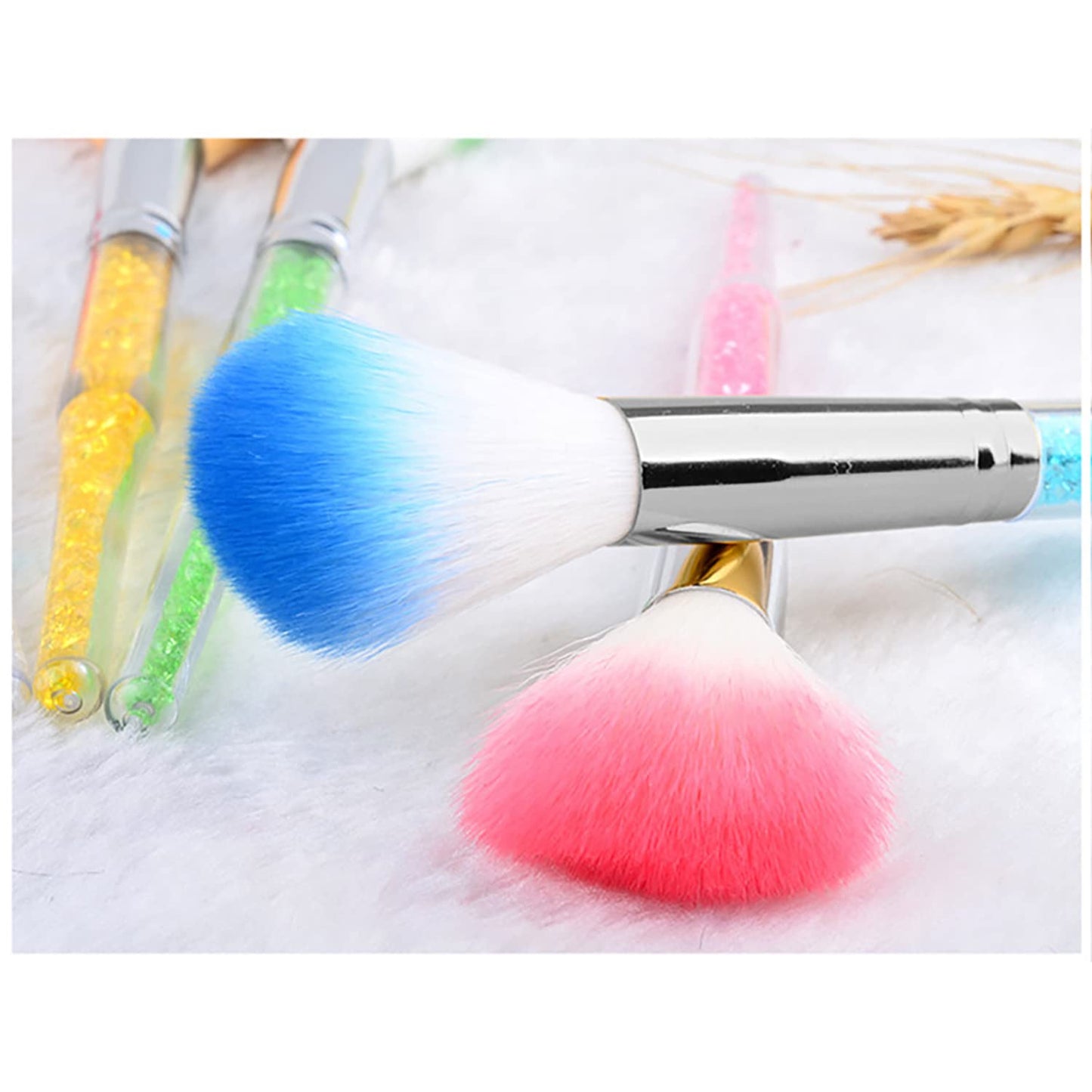 DANNEASY 7pcs Nail Dust Brush Nail Art Brush Nail Powder Brush Nail Brushes for Cleaning Dust Makeup Dipping Powder Blush Brushes Nail Art Tools