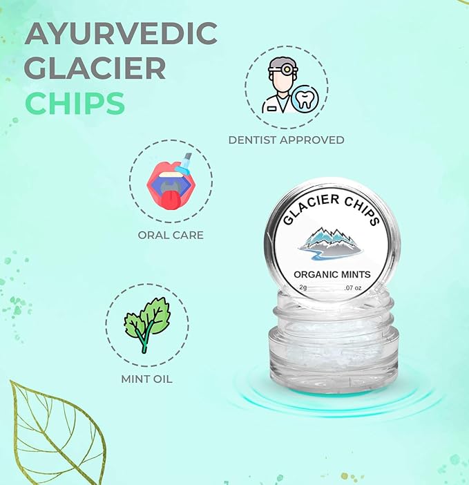 Dale Audrey Ayurvedic Glacier Chips Fresh Breath Candy | Made With Natural Mint Oils | Helps Eliminate Bad Breath and Dry Mouth | Organic Travel Mints, Vegan
