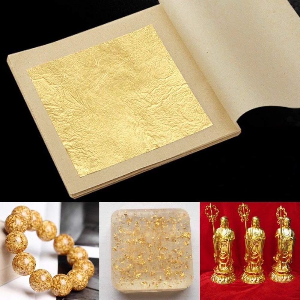 LTKJ 24K Edible Gold-Leaf Sheets 20 Sheets 4.33 x 4.33 cm Pure Gold-Foil Leaf for Food Decoration,Facial Spa Gilding Crafting 1.7"