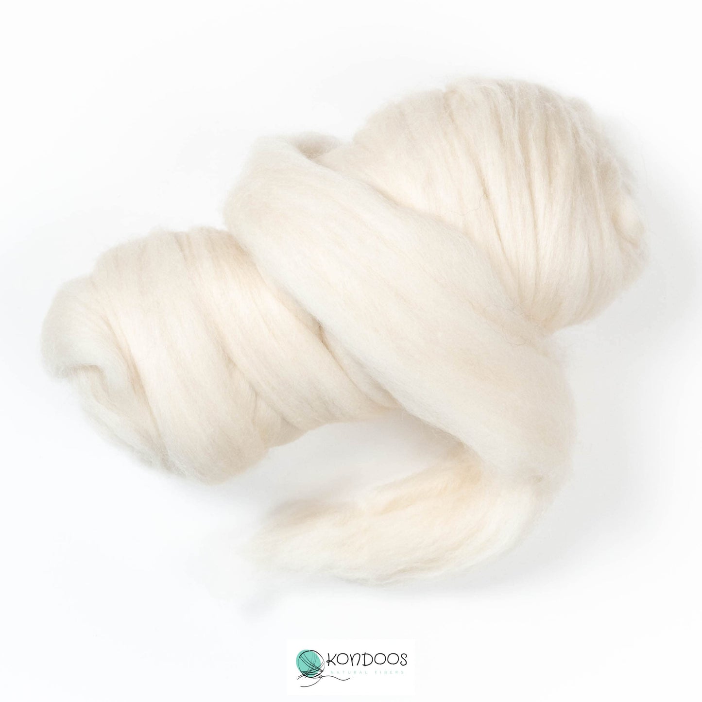 Kondoos Natural Wool roving, 8 OZ. Best for Needle Felting, handcrafts and Spinning. Natural Colours, un-Dyed. Wool Yarn, Felting Core, Carded Stuffing White Ecru, 8 oz
