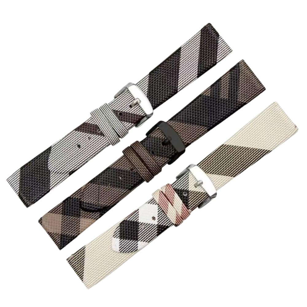 Compatible Watch Strap for Burberry, 14mm/16mm/18mm/20mm/22mm, Genuine Leather Replacement Band, Soft Breathable Fabric with Leather Lining, Free Installation Tool Kit (Beige, 14mm)