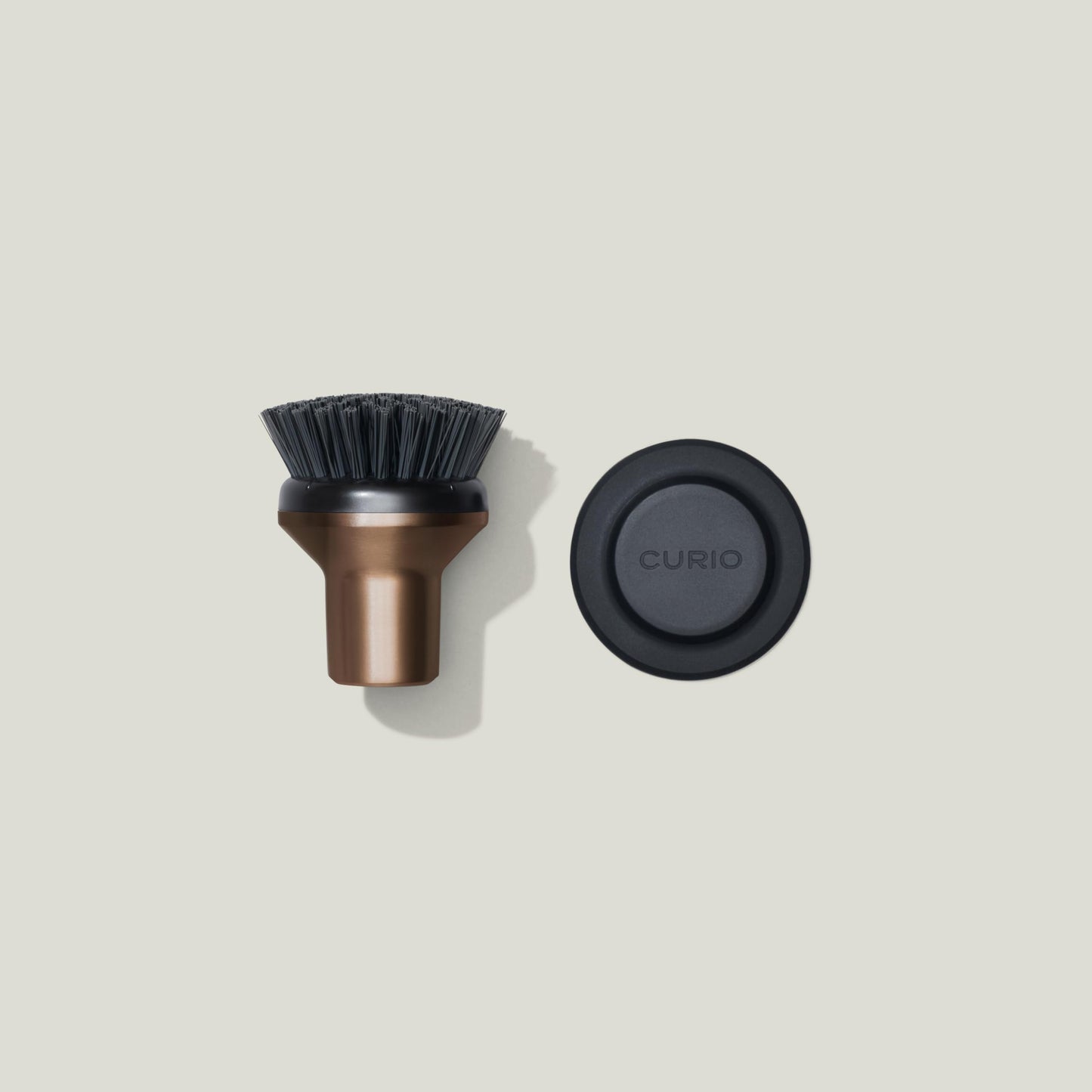 Curio Home Goods Ionic Palm Brush, Magnetized to Stand Upright, Stainless Steel with Replaceable Head, Bronze