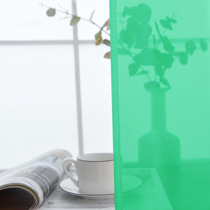 SpaceDresser Basic Rod Pocket Sheer Voile Window Curtain Panels Grass Green 1 Pair 2 Panels 52 Width 96 Inch Long for Kitchen Bedroom Children Living Room Yard（Grass Green, 52W x 96L）