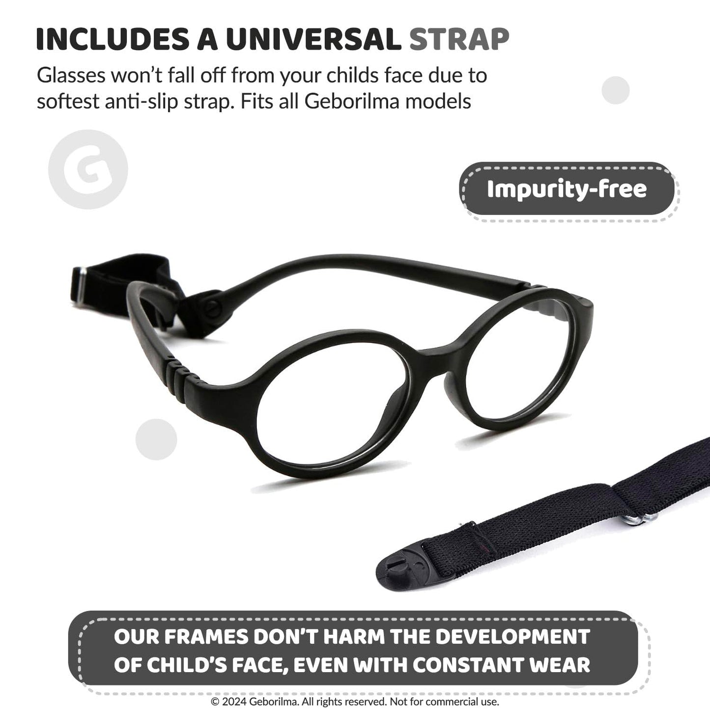 Geborilma Cute Baby Glasses 0-6 Months - XXS Round Infant Glasses with Strap - Clear Lens Newborn Spectacles