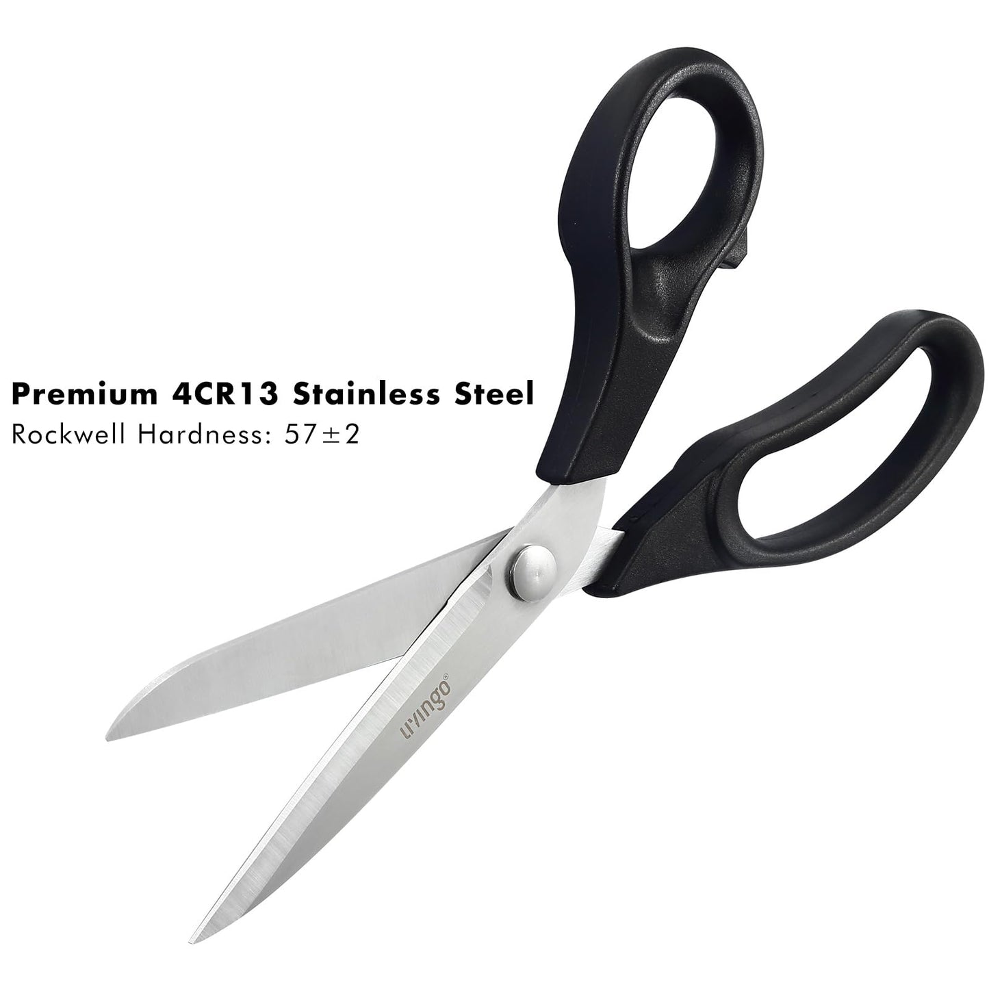 LIVINGO 10.5” Bent Fabric Scissors, Stainless Steel Heavy Duty Sharp Sewing Shears for Tailor Sewing Crafting Cutting Cloth, Leather, Paper