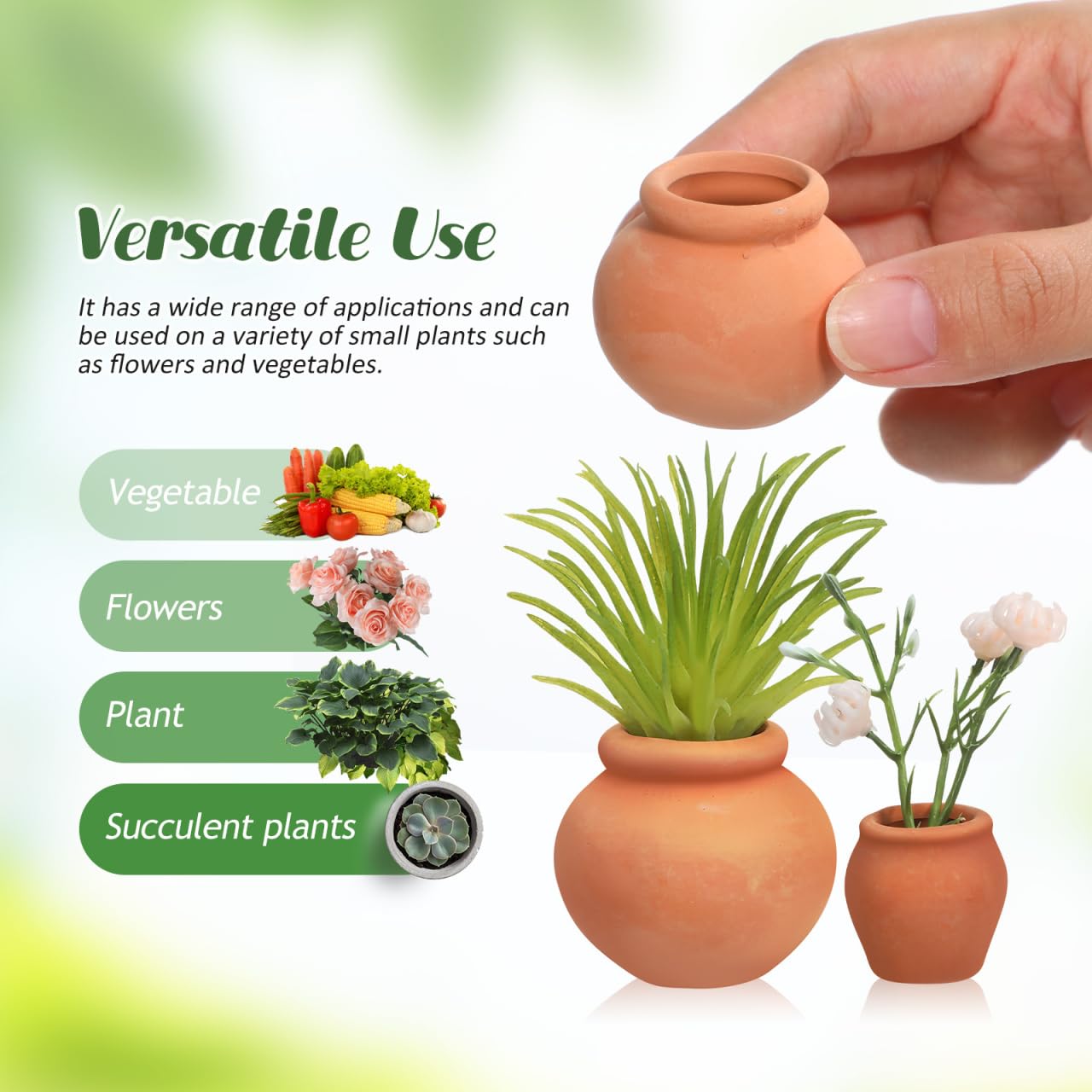 Mipcase 4pcs Mini Terracotta Succulent Pots Cute Nursery Containers for Indoor Plants Small Flower Breeding Pots Drainage Decorative Garden Planters for Home Office