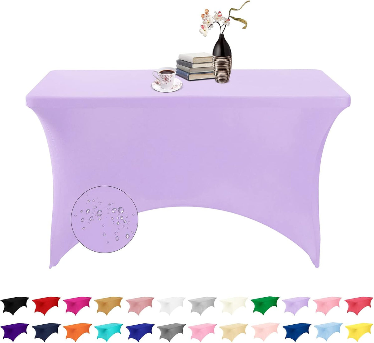 Spandex 4ft Waterproof Table Cover for Party,Wedding, Banquet, and Events(Lavender)