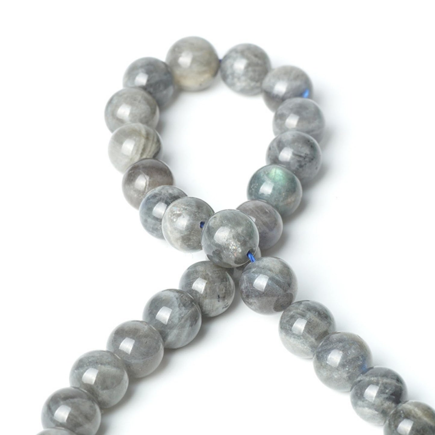 100Pcs Natural Stone 6mm Grey Moonstone Round Loose Gemstone Energy Healing Beads Hole Size 1mm DIY Smooth Beads for Bracelet Necklace Earrings Jewelry Making