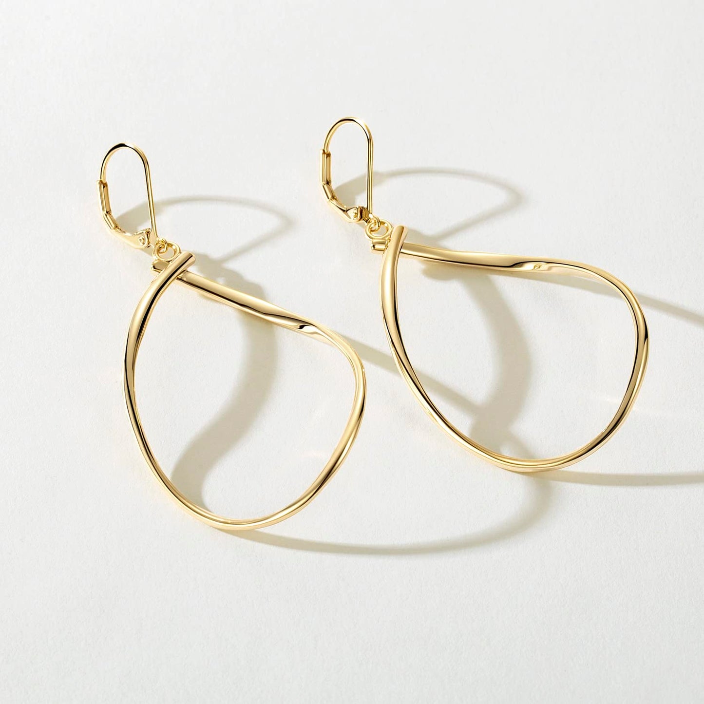 Degerde Gold Earrings for Women 14K Gold Hoop Earrings for Women Gold Hoop Dangle Drop Earring for Womens Hoops Twisted Infinity Big Hoops Earring for Womens 40mm