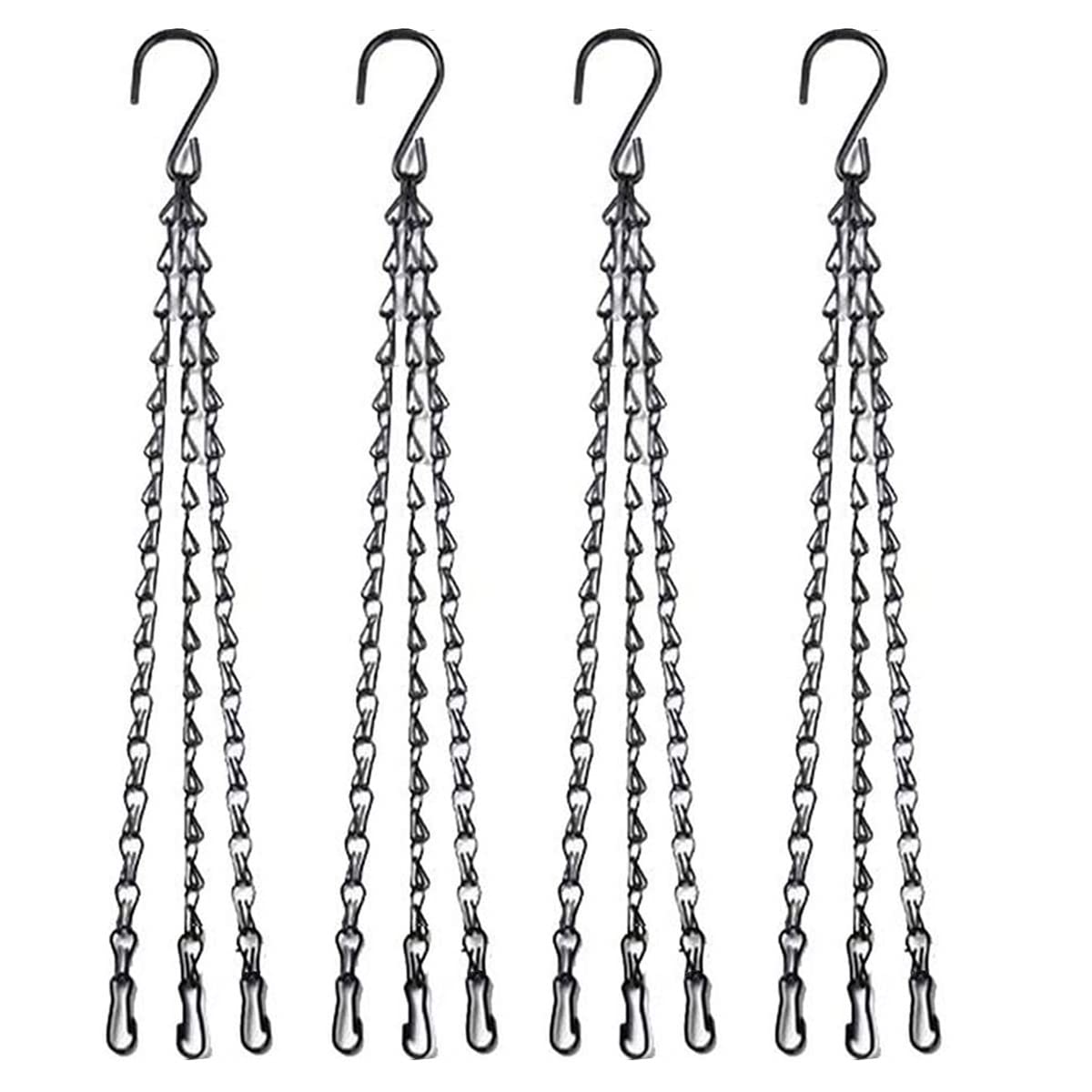 HHTHH 4pcs 18 inch Black Hanging Basket Chain with Hooks Flower Plant Pot Replacement Chain Hanger for Bird Feeders,Planters,Lanterns and Ornaments