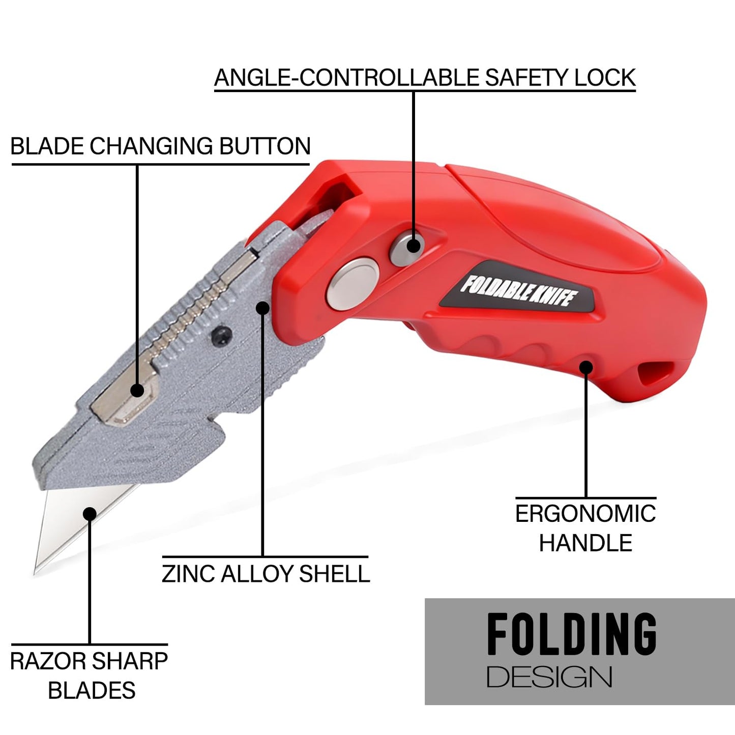 10-Pack Safe Lock Folding Box Cutter Set with 30 Replacement Blades, Professional Utility Razor Knife Bundle (Box Cutter Plus (10Pcs))