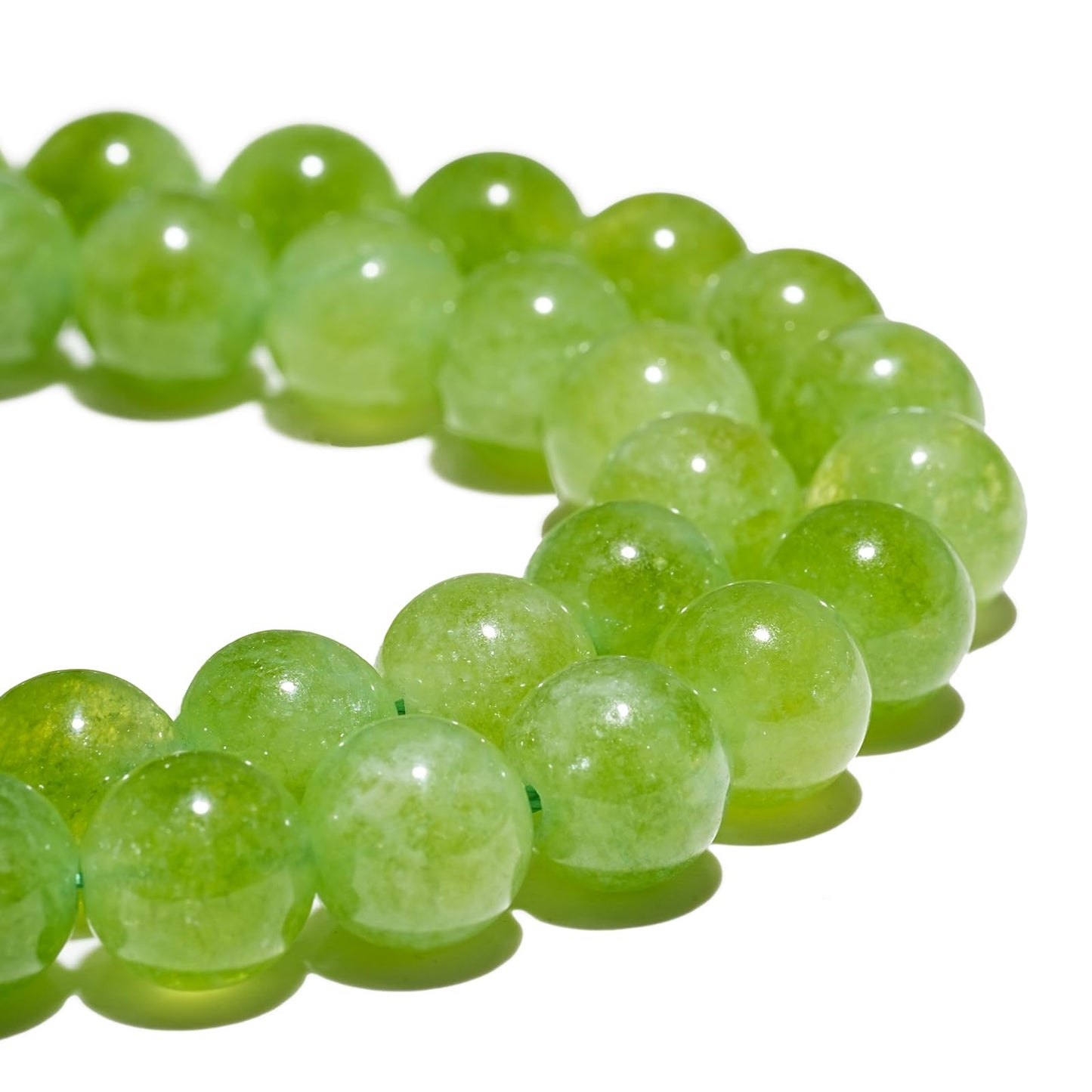 10mm Natural Green Peridot Gemstone Beads Polished Round Smooth Stone Beads for Bracelets Jewelry Making 15inch Loose Beads