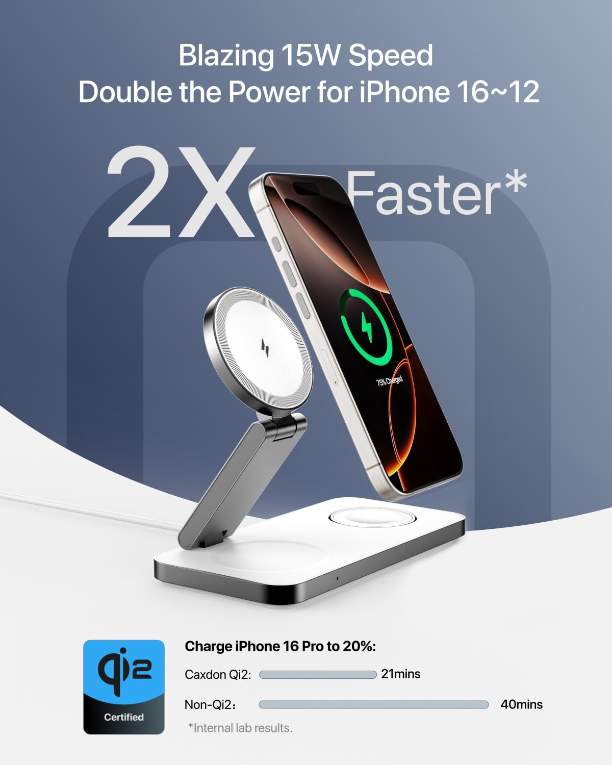 3 in 1 Wireless Charging Station with Qi2 Magnetic Charger for iPhone 16 Pro/16/16 Pro Max/15 Pro/15/15 Pro Max, for Apple Watch 9/Ultra 2/SE/8/7/6/5/4/3/2, for AirPods Pro/Pro 2/3 (whire)