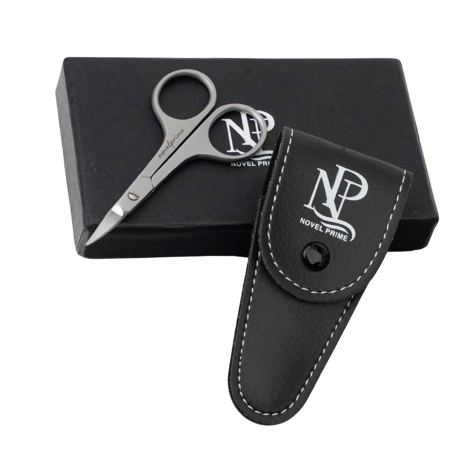 Novel Prime| Stainless Steel Cuticle Scissor with Extra Fine Curved Blade| Nail Scissors for Precise Pointed Tips| Manicure Scissors for Grooming and Eyebrows with Premium Leather Pouch (1 Count)