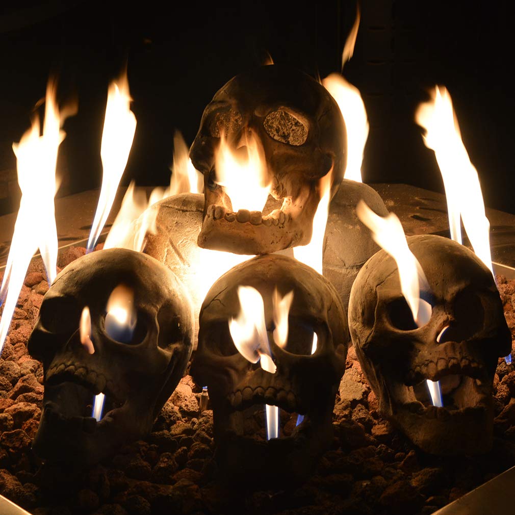 Stanbroil 9-Inch Imitated Human Skull Gas Log for Indoor or Outdoor Fireplaces, Fire Pits Halloween Decor, 1-Pack - Patent Pending