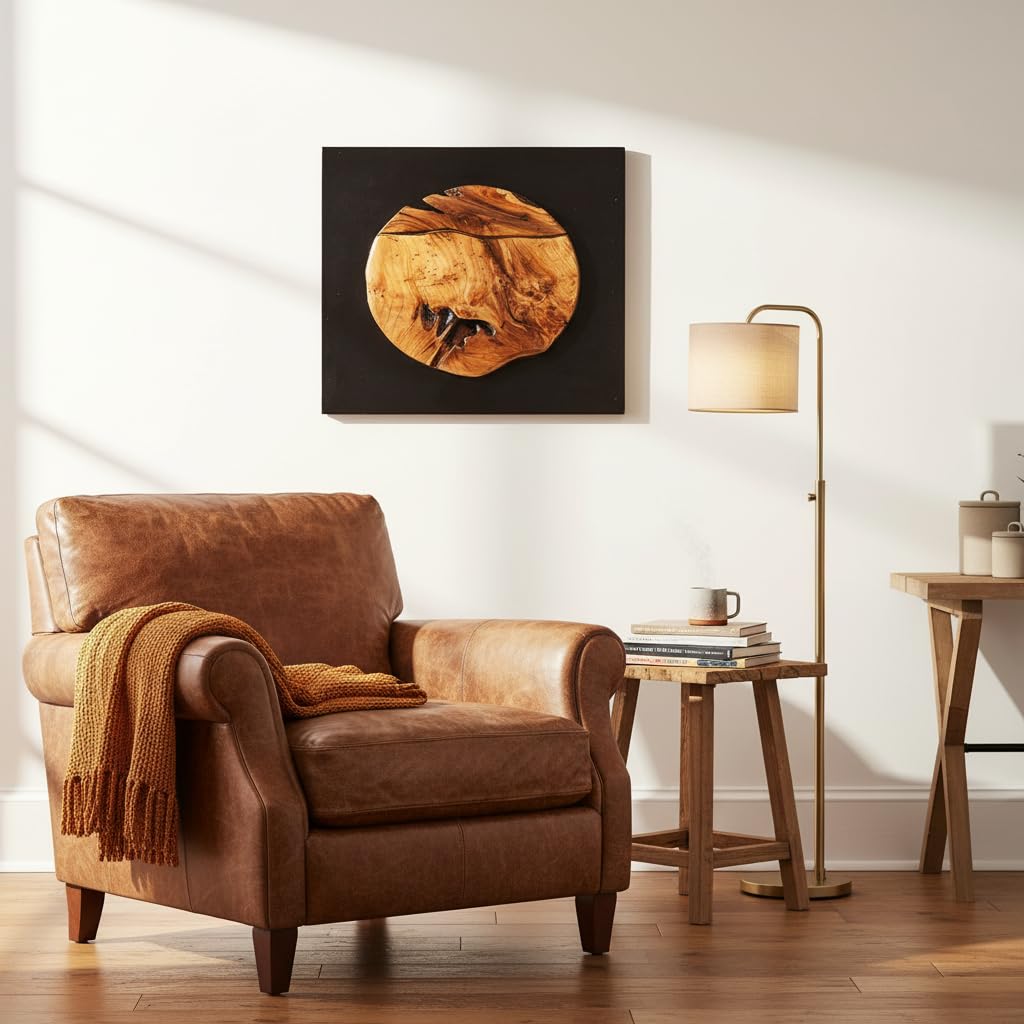 Greenage Cedar Roots Round Wall Decor 17"×17" Hanging Decoration for Home Living Room Bedroom Office