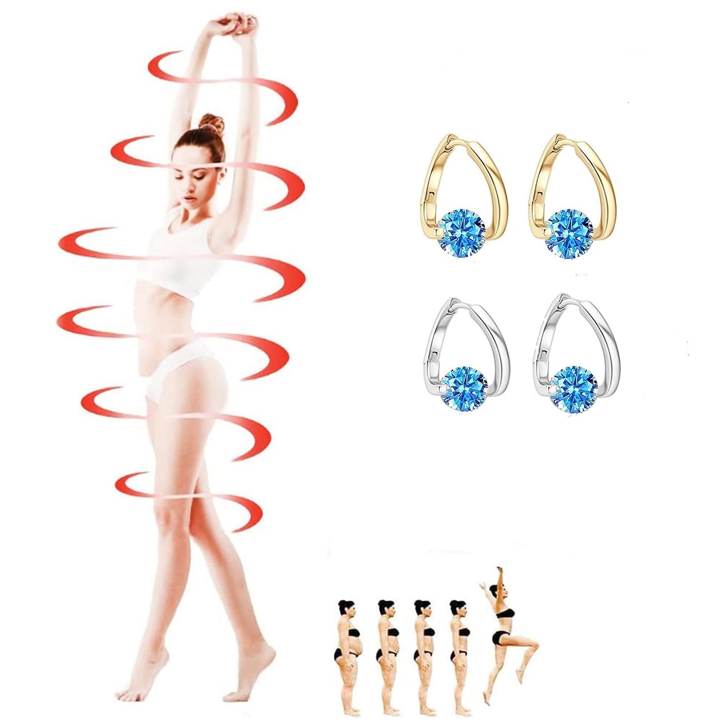 Halolux Lymphatic Earrings Atheniz Lymphatic Earrings Lymphvity Magnetherapy Germanium Earring Lymphatic Drainage Earring Sparkle CZ Hoop for Women (gold+silver 5)