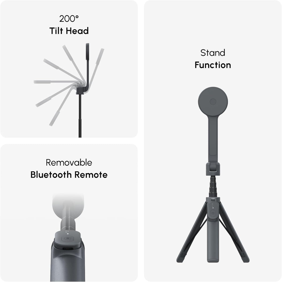 ShiftCam SnapStand Selfie – Magnetic Selfie Stick & Tripod – Compact, Foldable & Extendable with Tilt Head and Magnetic Bluetooth Remote (Midnight, SnapStand Selfie)