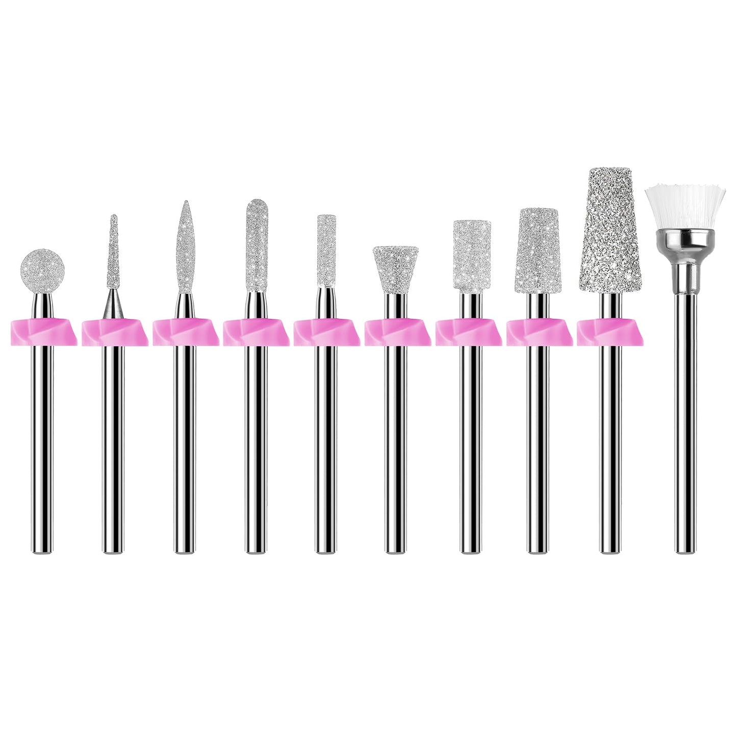 Makartt Nail Drill Bits:10Pcs Dimond Sanding Bit Sets for Nail Drill E-File,Upgraded Cuticle Cleaner Nail Bit Kit Tool Bits for Acrylic Nail Art Tools Nails Manicure Nail Prep,Nail Salon Home DIY Use