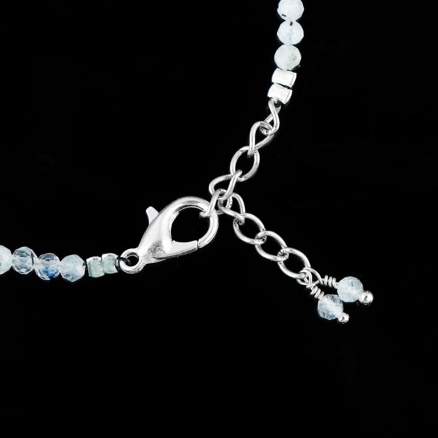 Gemkora Natural Real Moonstone Crystals Bracelet, 3mm Best Grade Micro Cut Beads, Chakra Healing Gemstone, Beautiful Simple Jewelry, Silver Plated Jewelry 7+1 inch