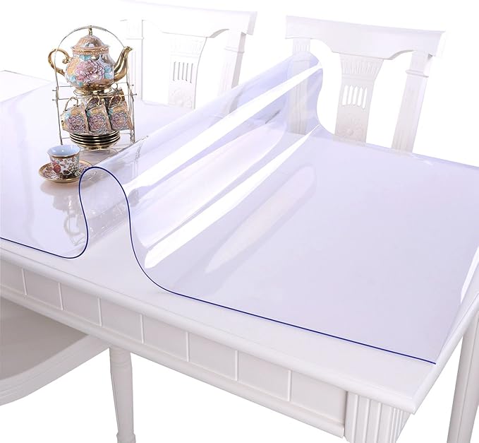 NECAUX Custom 14 x 48 Inch Clear Desk Cover Protector, 1.5mm Thick Plastic Table Pad, Table Protector for Office, Dining, Coffee Tables