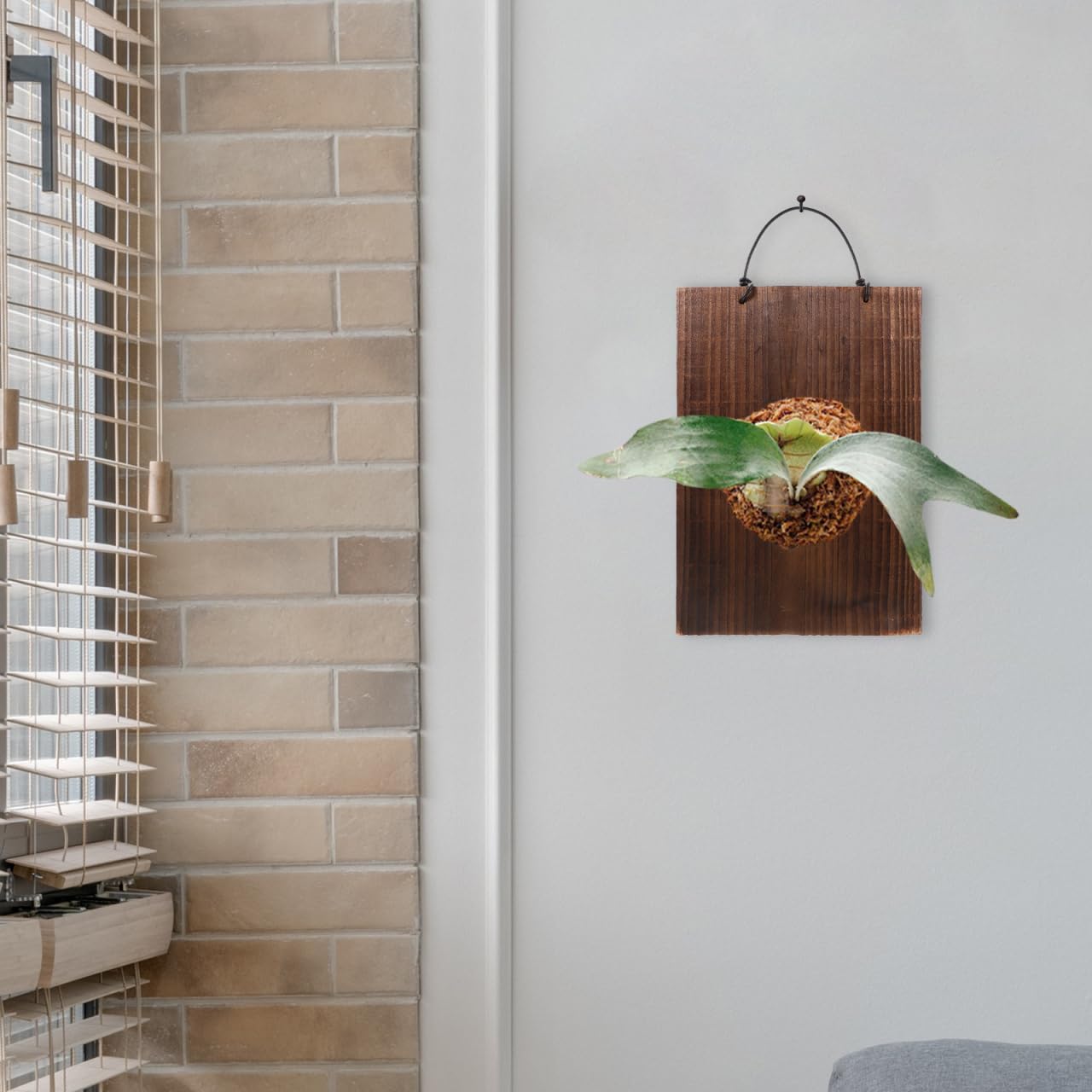 ORFOFE Fern Hanging Plaque 9.76X6.77X0.70In Solid Wood Rustic Sign Decor for Indoor Succulents Climbing Plants Vertical Plant Mounting Board