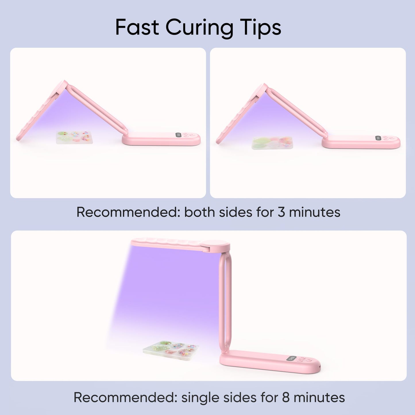 PPESULK 34 LEDs Cordless UV Light for Resin, Fast Curing Foldable UV Resin Lamp with LCD Timer Display, Rechargeable 3000mAh UV Lamp for Jewelry Making, Resin Molds & DIY Resin Crafts (Pink)
