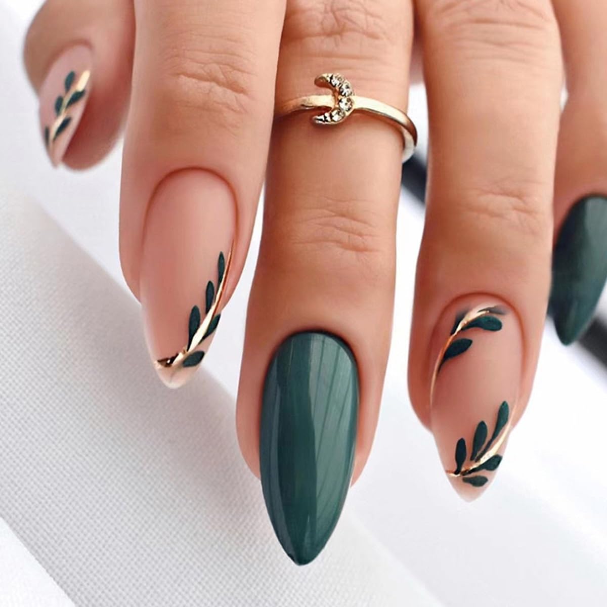 6 Packs (144 Pcs) Almond, Flower & Leaf Press on Nails - Short, Medium Sizes - 6 Styles - Fake Nails Kit for Women