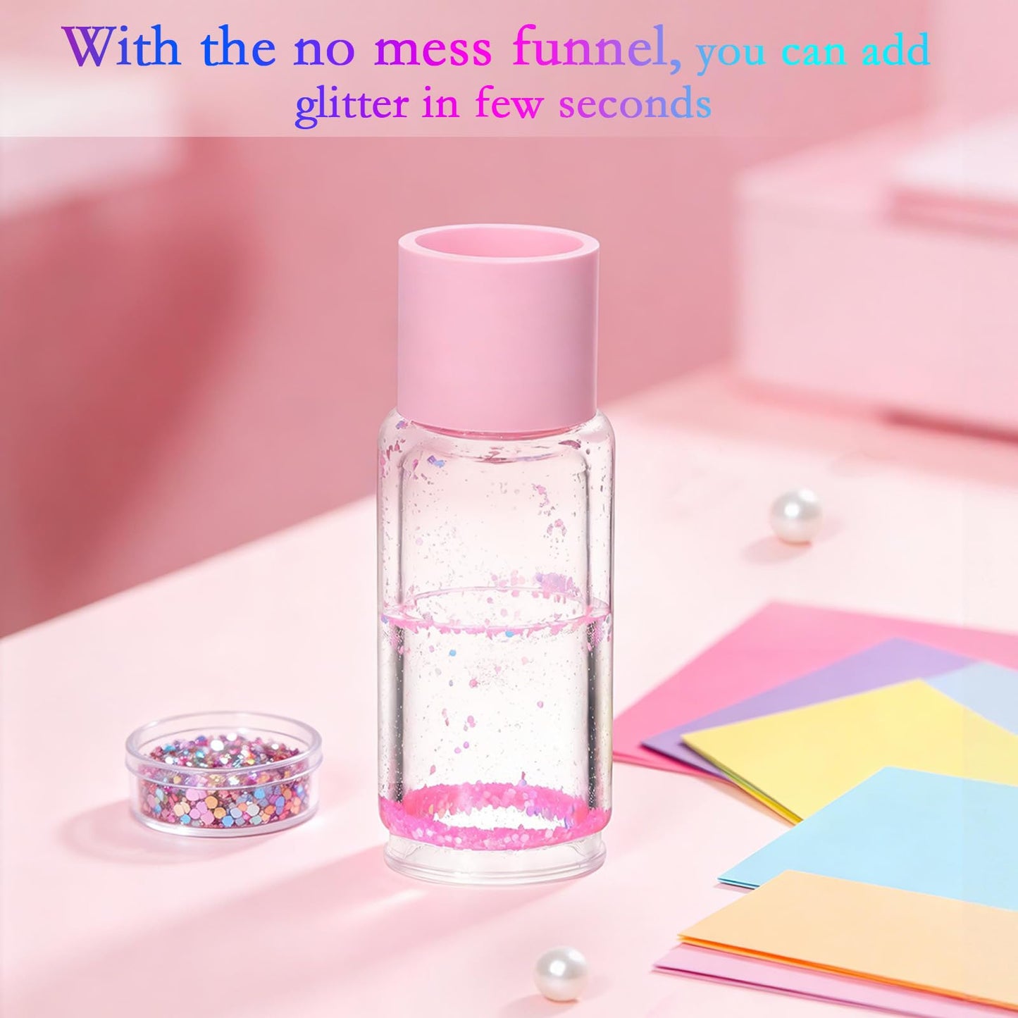 No Mess Glitter Funnel for Snow Globe Tumbler, Filling Funnel for Adding Glitter to Snowglobe Cups, Snow Globe Tumbler DIY Tool(Cups are Not Included)