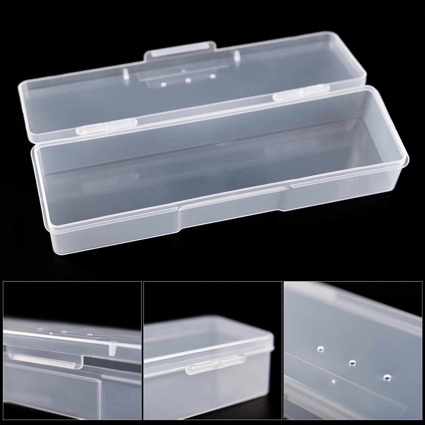 siyuwuro 4Pcs Transparent Storage Boxes For Nail Tool Professional Pedicure Manicure Tools Set Plastic Nail Art Tool Box Storage Case Nail Supplies, White