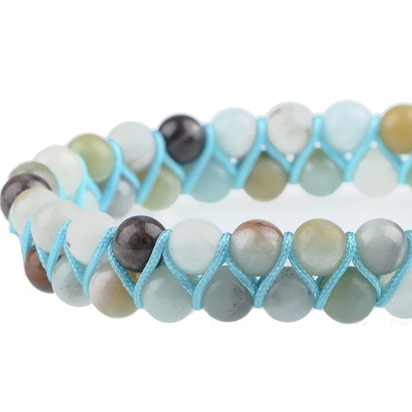 MASSIVE BEADS Double Layer Stone Chakra Healing Crystals Bracelet Yoga Beads Meditation Relax Anxiety Bangle for Unisex Women Men (Multicolor-Amazonite, 6mm)
