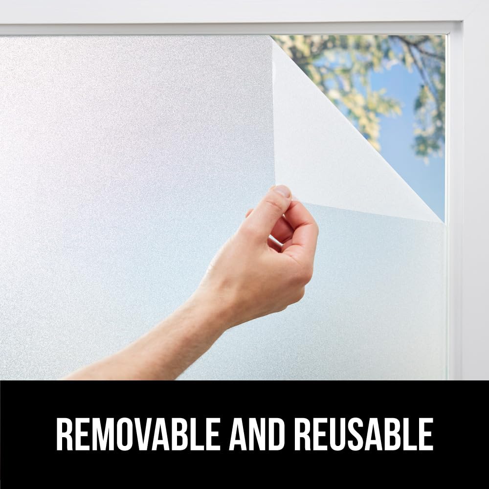 Gorilla Guard Window Privacy Film, Removable Two Way Sun Blocking, 23.6 x 78.7 Inch, Reusable No Residue Stickers, Strong Static Clings to Glass Windows, Decorative Bathroom Door Coverings, White