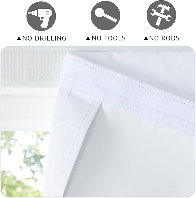 RYB HOME 100% Blackout Door Curtain for French Door, Privacy Shade for Bedroom Office Kids Nursery Window Living Room, W42 x L72 inches, 1 Panel, White