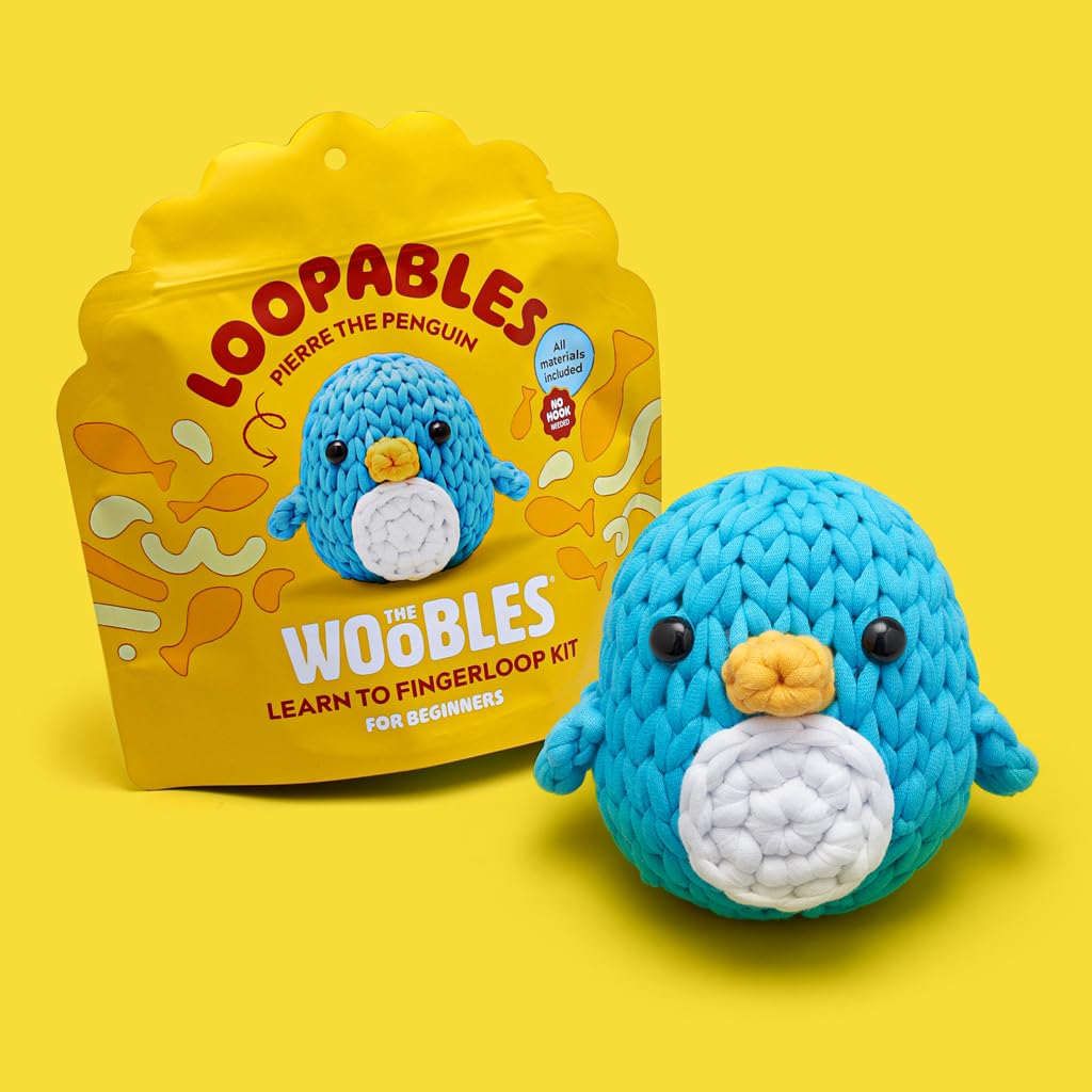 The Woobles Crochet Kit for Beginners with Easy Peasy Loopable Yarn, As Seen on Shark Tank - Easy Arts and Crafts Knitting & Crochet Animals Kit with Step-by-Step Video Tutorials (Pierre the Penguin)