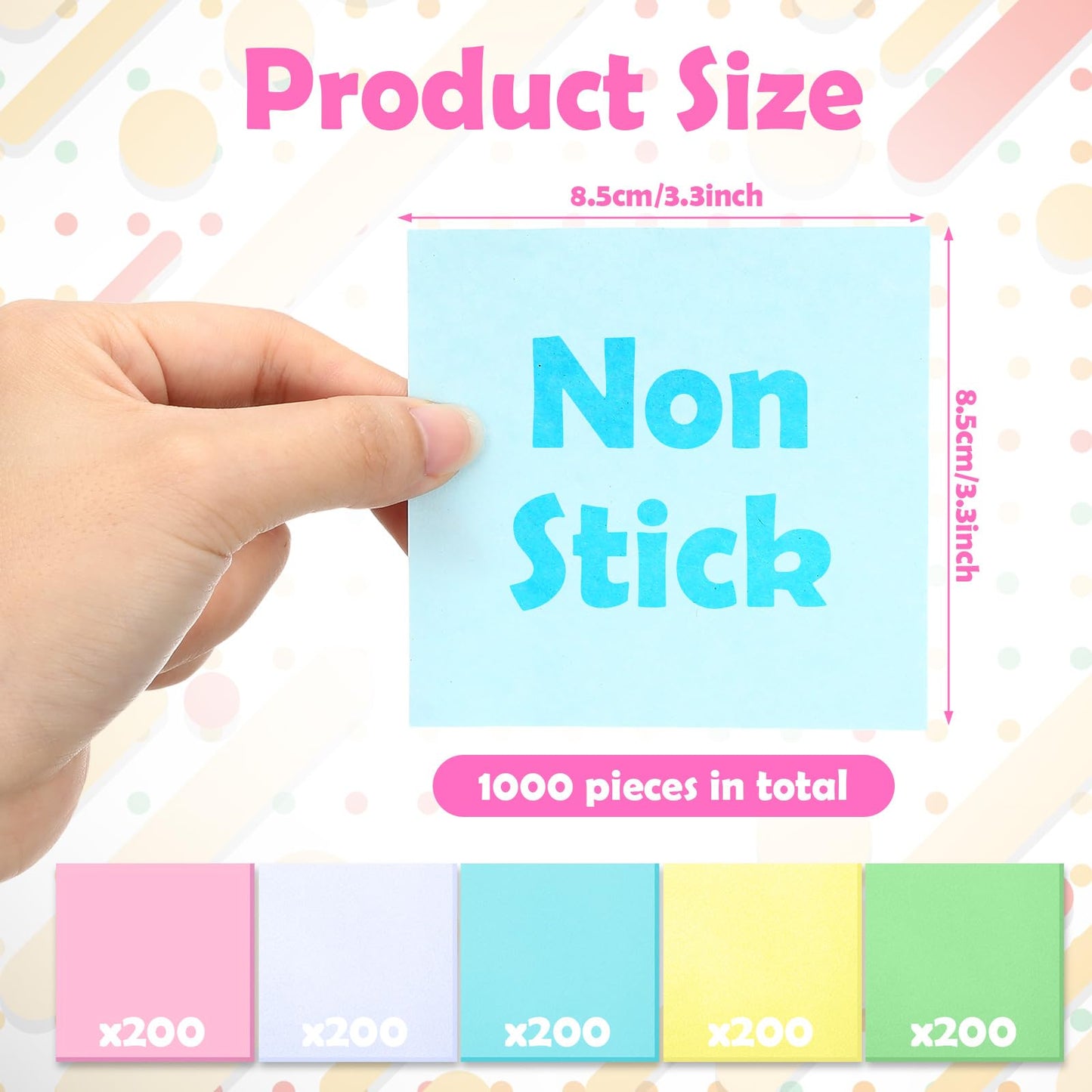 Resurhang 1000 Pieces Small Note Pad 3.4 Inch x 3.4 Inch Square Memo Cube Refill Memo Pads with Cube Non Sticky Mini Paper Reminders Office Writing Supplies Crafts(Pastel Colors)