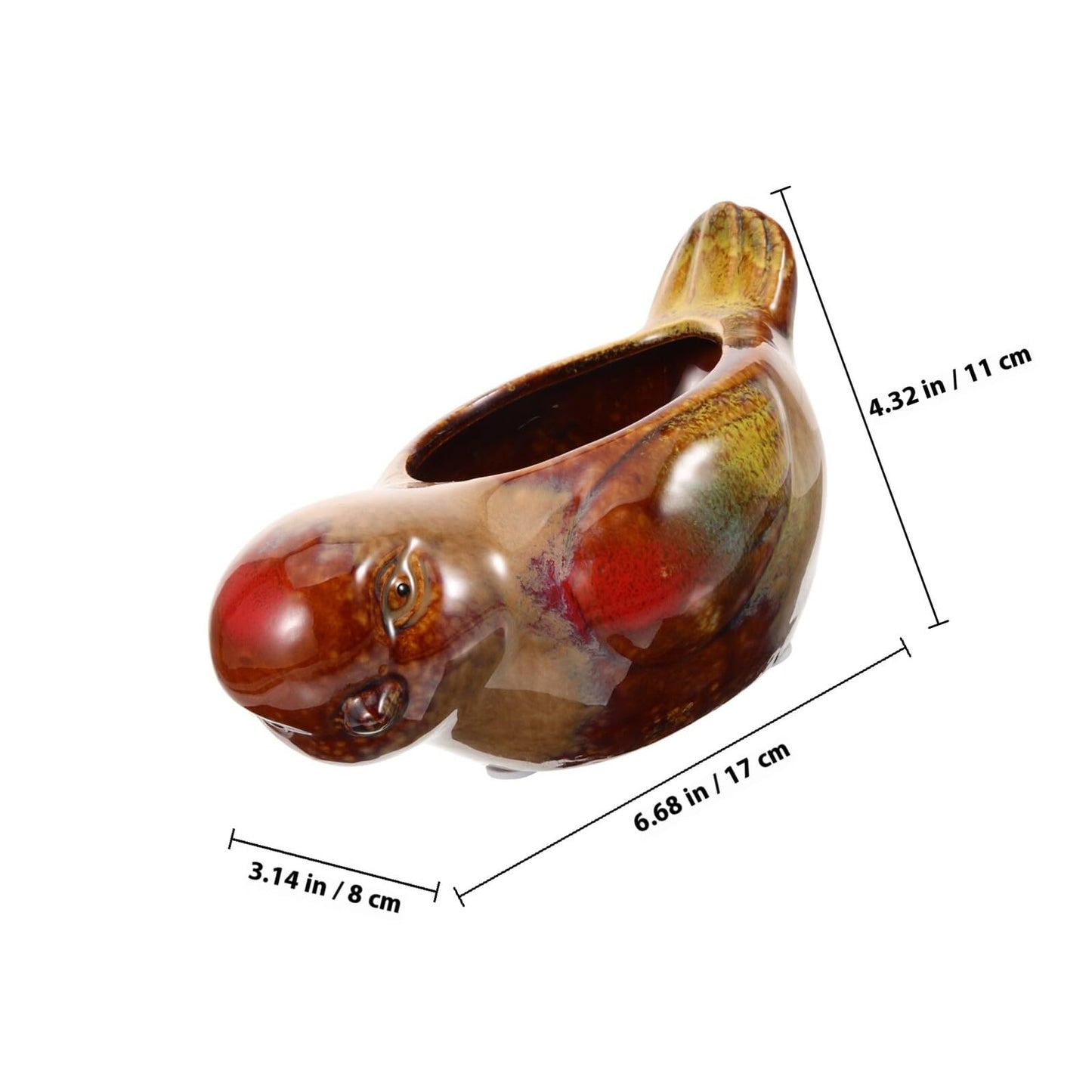 KALLORY Ceramic Succulent Planter Bird Shape Flower Pot Small Indoor Outdoor Plant Pot Balcony Railing Decorative Ceramic Pottery for Succulent Plants