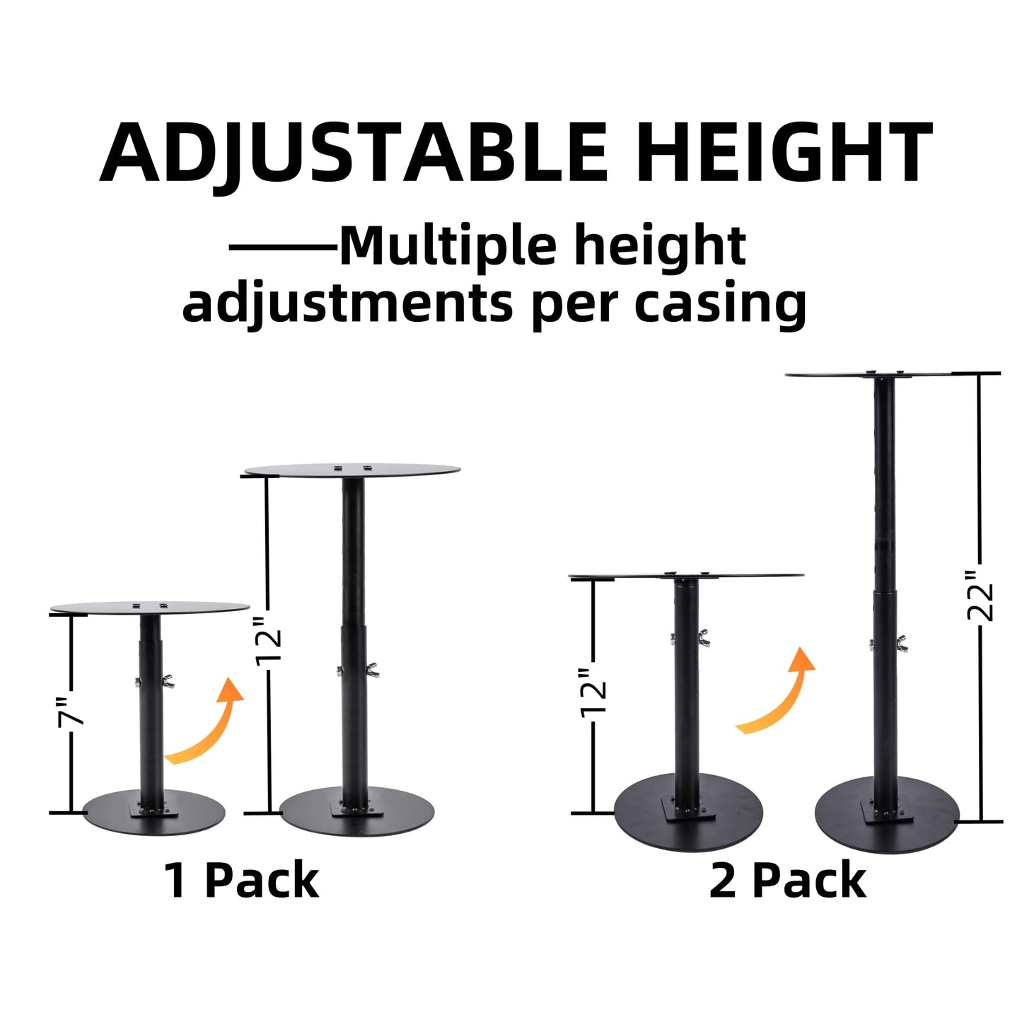 ZSHIGANMA 3 Pack Plant Risers for Inside Pots, Adjustable Height 7-22" Metal Planter Lift Inserts Fillers Risers for Indoor Outdoor Large Tall Taper Planter Flower Pot (6" Base,8",10" Top,Black)