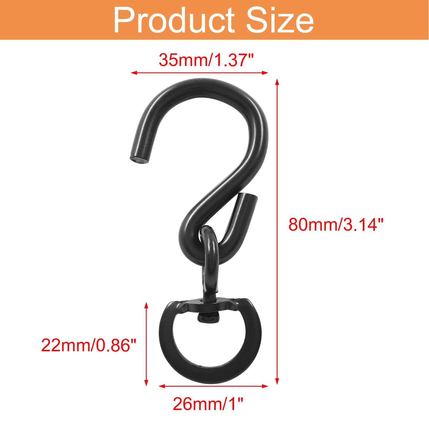Kyuionty 2PCS Swivel Plant Hanger Hooks, Swivel Extensions Spinners Plant Hooks for Hanging Plants Pots, Bird Feeders (Black)