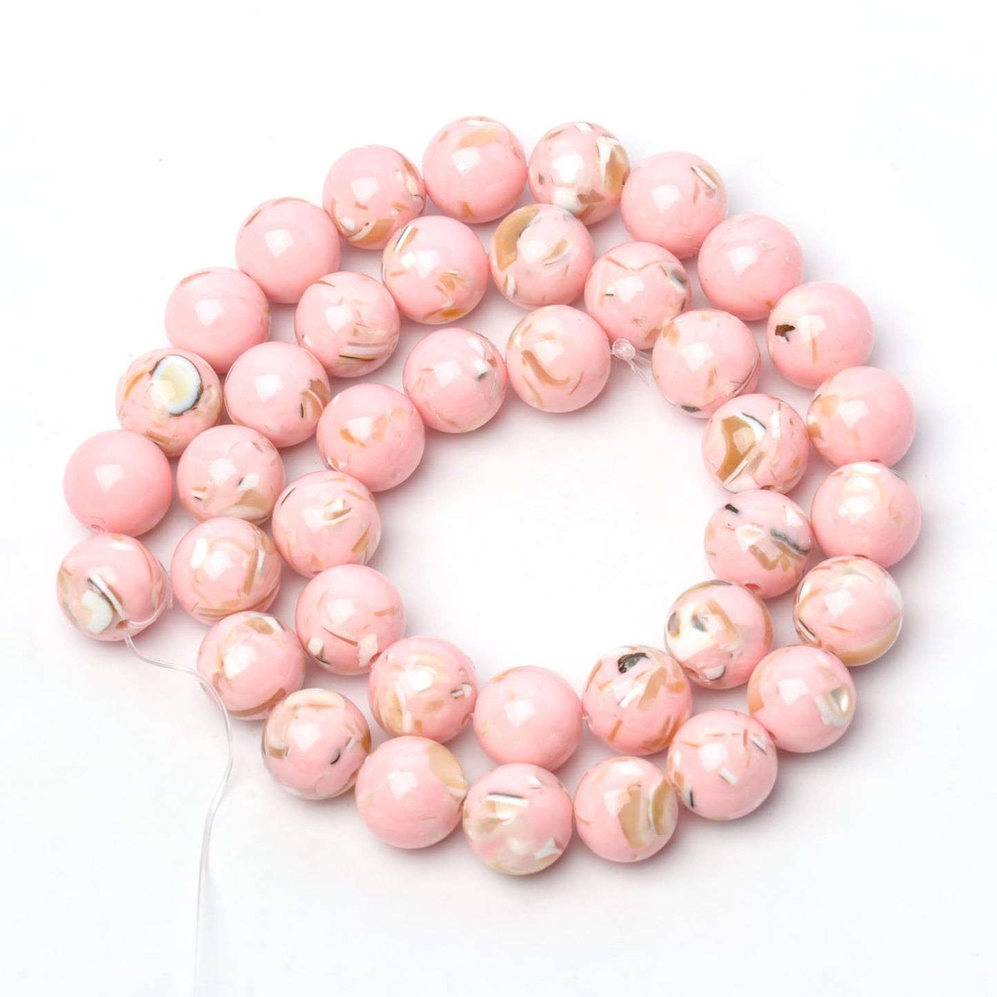 8mm Pink Horseshoe Snail Shells Natural Stone Beads Round Loose Beads for Jewelry Making Yochus DIY Beads Bracelet Necklace
