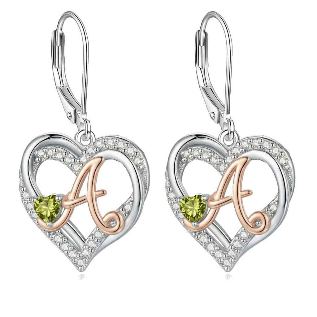 ZPMMPZ Initial Birthstone Earrings Intial Letter Dangle Drop Earrings Birthstone Jewelry Gifts for Women A & September